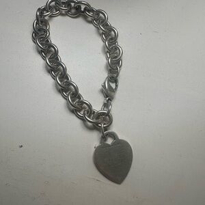 Tiffany & Co. Silver Chain-Link Heart Charm Bracelet